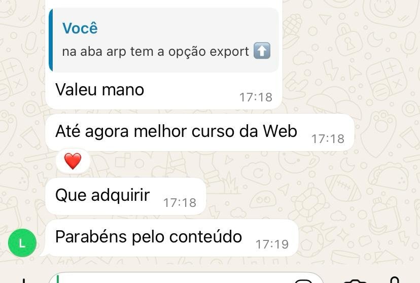 Mensagem real de aluno sobre o conteúdo do DCWK